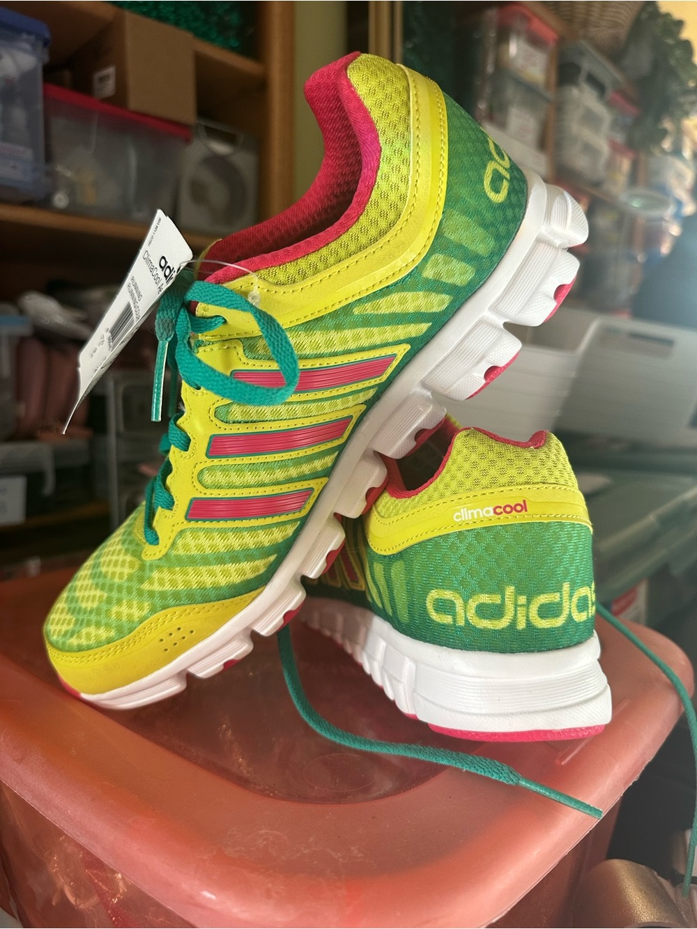 Adidas Clima Cool Aerate 2 Yellow Green Pink athletic Shoes - Picture 4 of 8